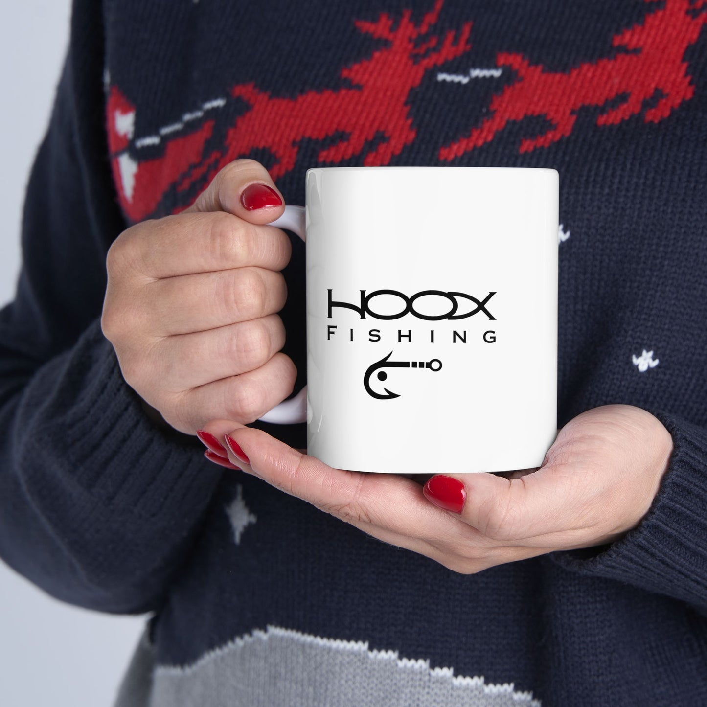 Hoox Fishing Ceramic Mug, (11oz, 15oz)
