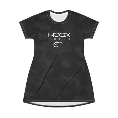 Hoox Fishing Logo T-Shirt Dress | Black Camo