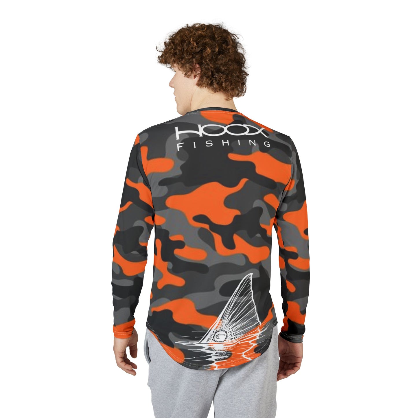 Hoox Orange Camo Men's UV Protection Long Sleeve Shirt