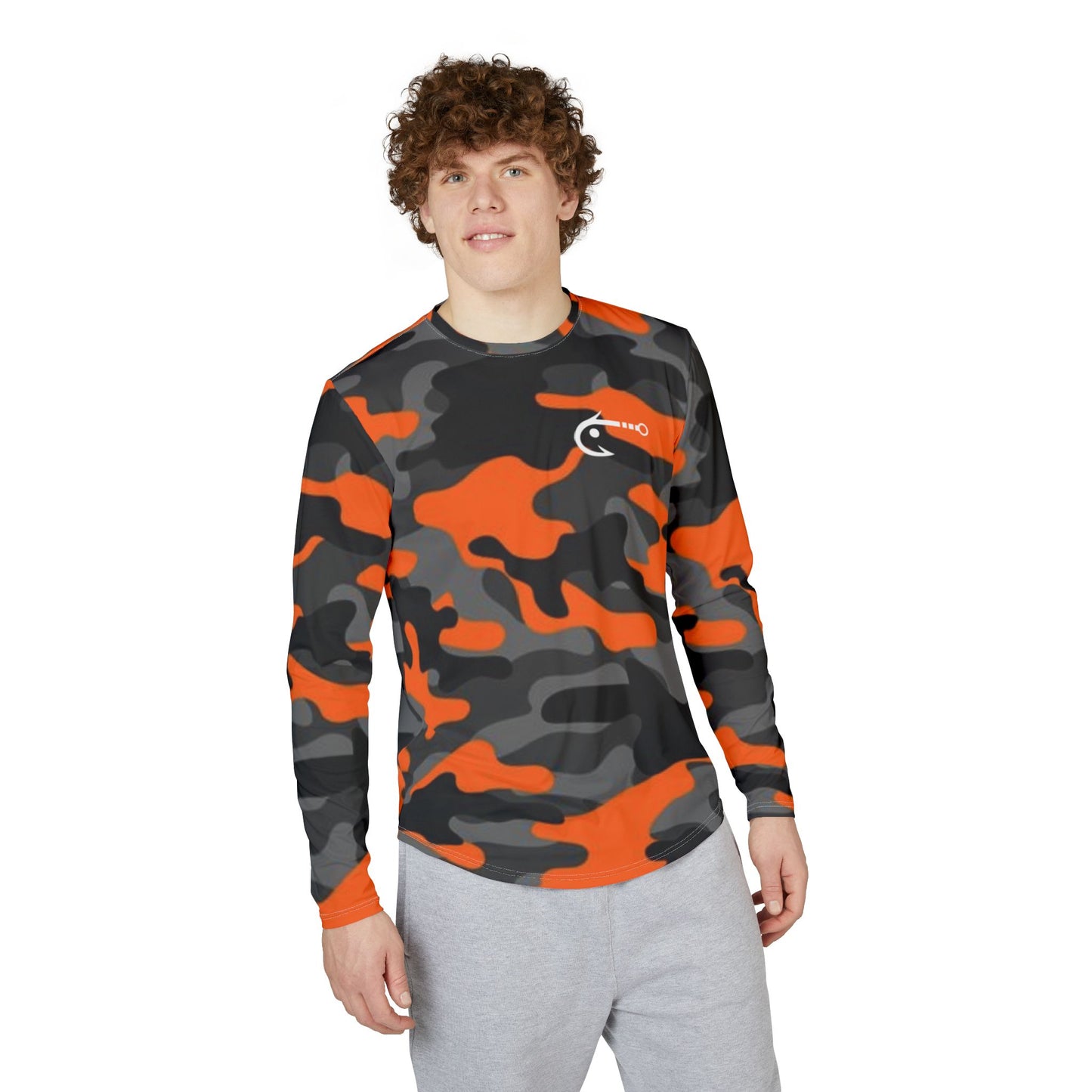 Hoox Orange Camo Men's UV Protection Long Sleeve Shirt