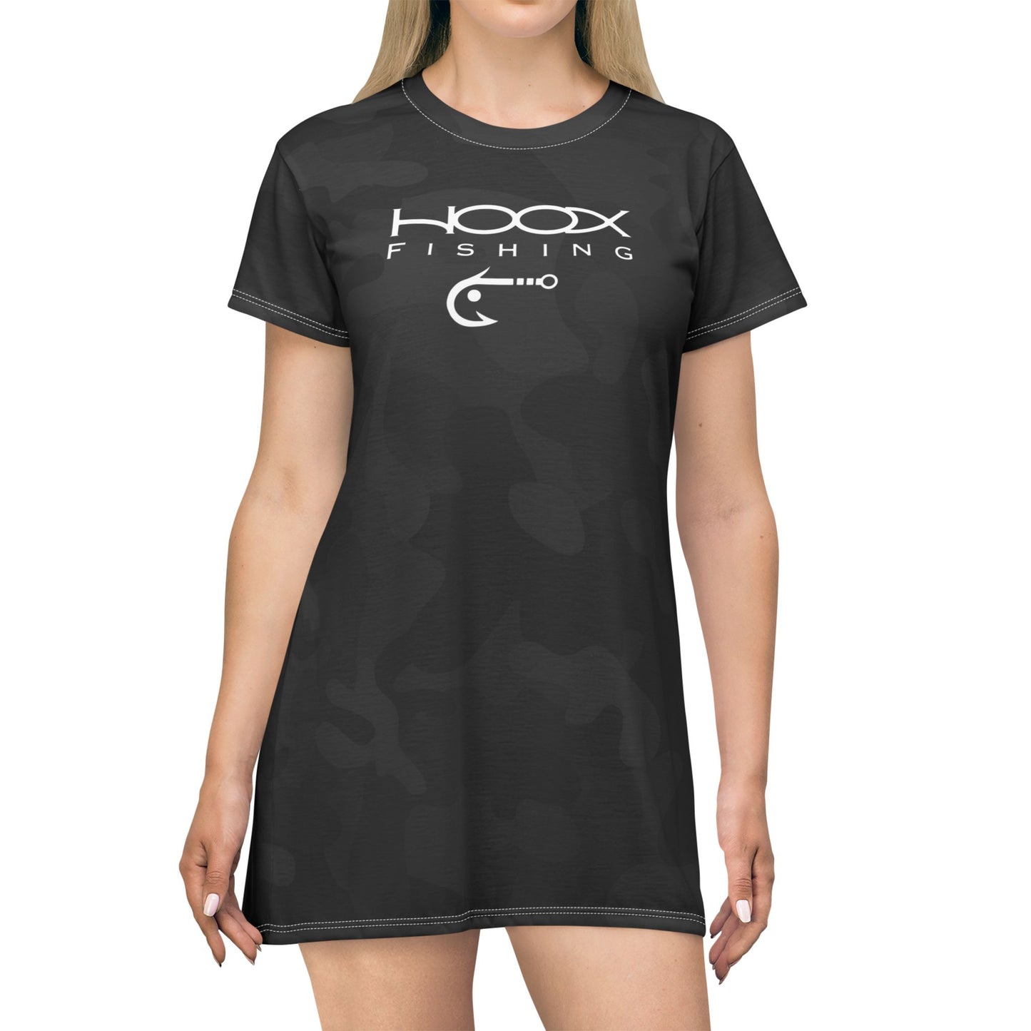 Hoox Fishing Logo T-Shirt Dress | Black Camo