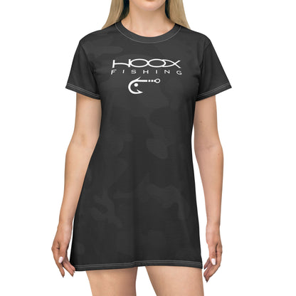 Hoox Fishing Logo T-Shirt Dress | Black Camo