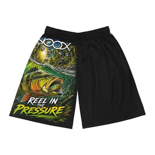 Hoox Peacock Bass Reel in the Pressure Fishing Shorts