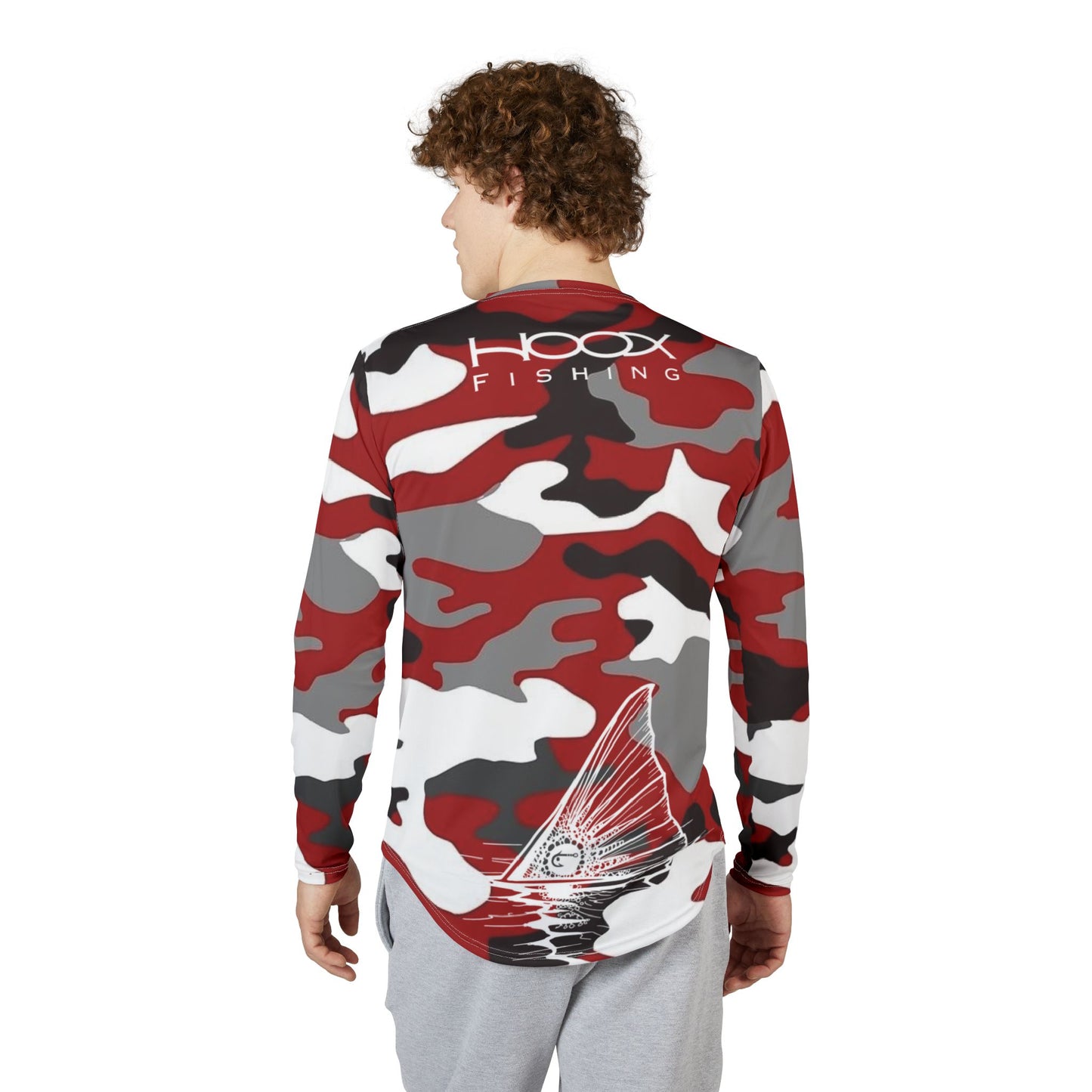 Hoox Red Camo Men's UV Protection Long Sleeve Shirt (AOP)